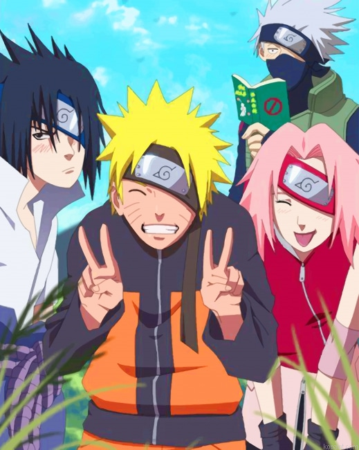Sasuke Naruto Sakura Kakashi New Painting By Numberss.png
