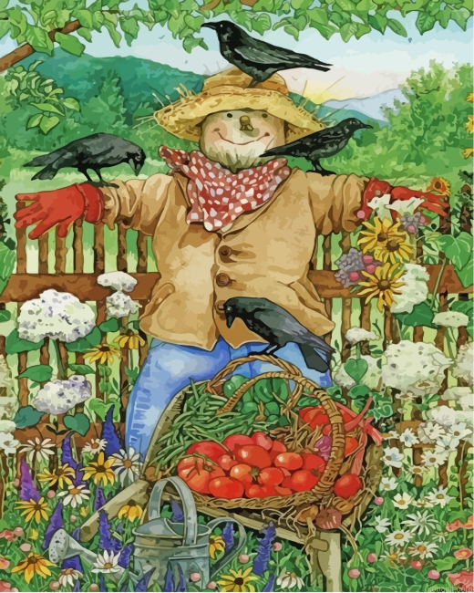 Scarecrow And Crows Painting By Numberss.png