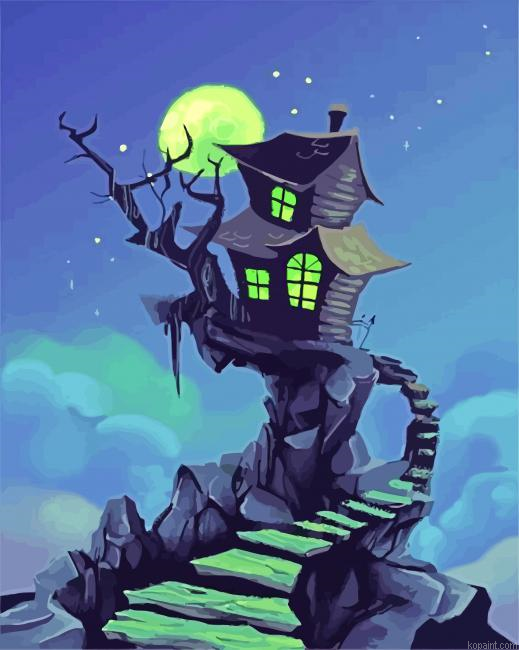Scary Haunted House Painting By Numberss.png