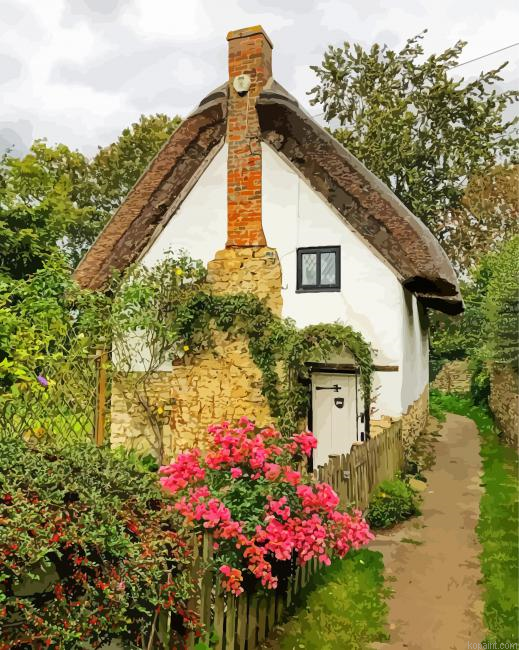 Scenery English Cottage Painting By Numberss.png