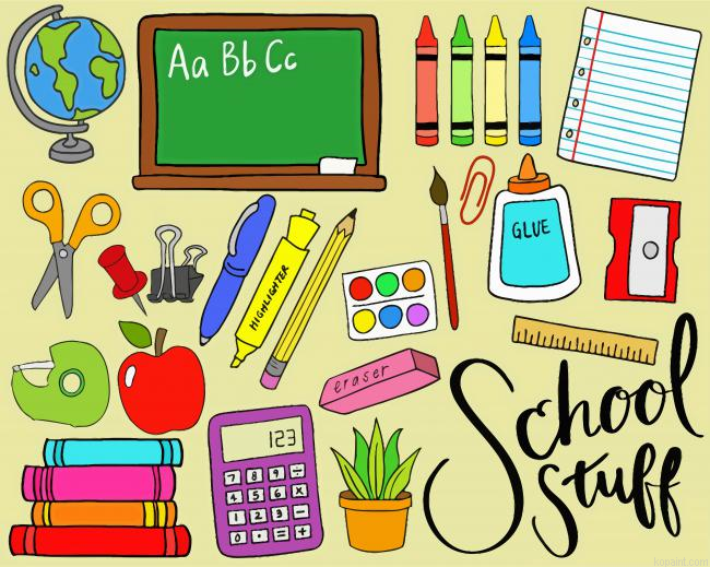 School Supplies Stuff Painting By Numberss.png
