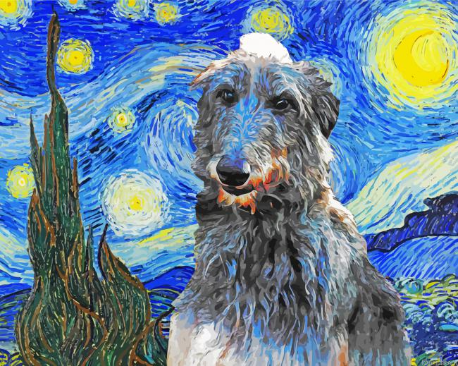 Scottish Deerhound Van Gogh Art Starry Night Painting By Numberss.png