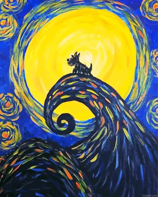 Scottish Terrier Starry Night Art Painting By Numberss.png