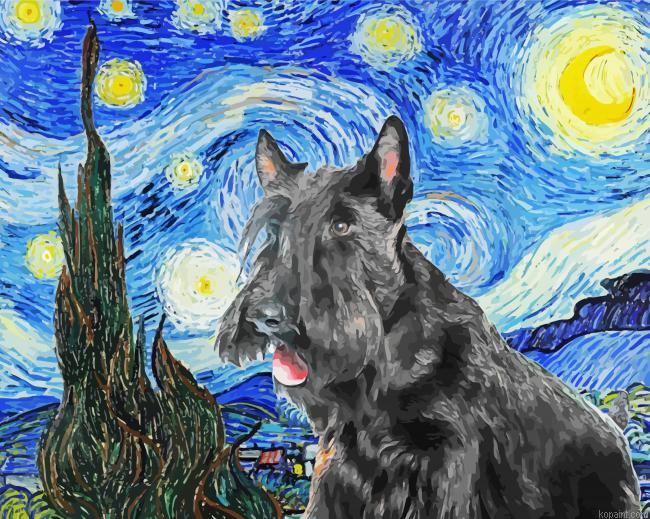 Scottish Terrier Starry Night Paint By Numbers