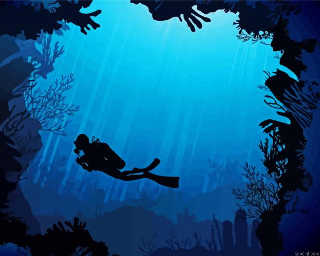 Scuba Diver Silhouette Painting By Numberss.png