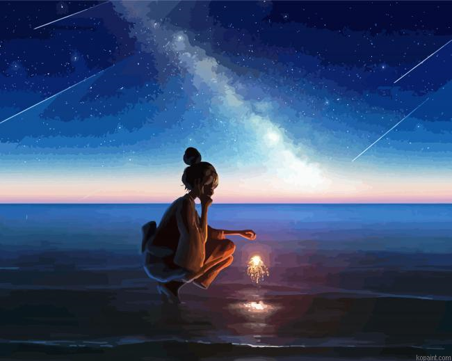Sea Girl At Night Painting By Numberss.png