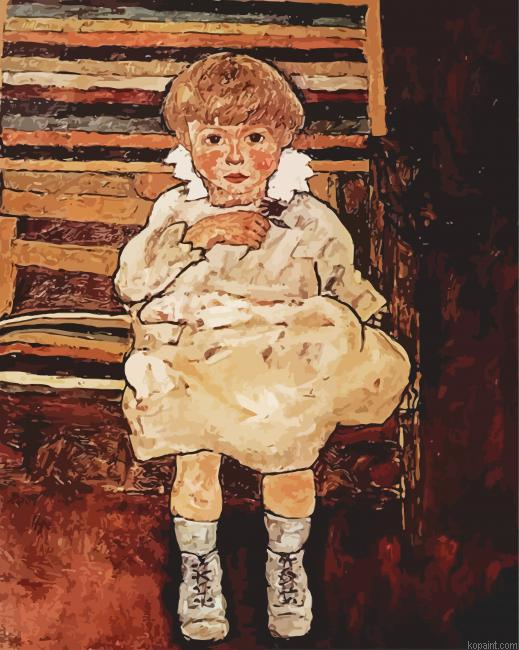 Seated Child Egon Schiele Painting By Numberss.png