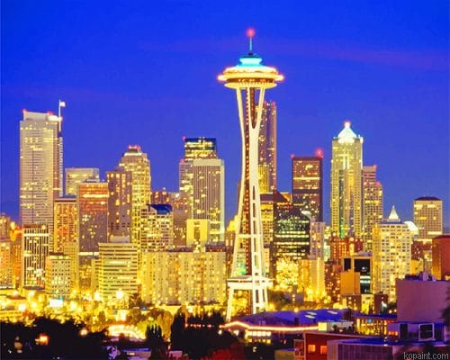 Seattle Space Needle At Night New Painting By Numberss.png