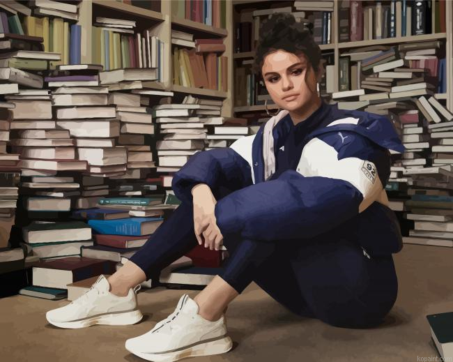 Selena Wearing Puma Jacket Painting By Numberss.png