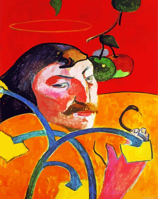Self Portrait With Halo Gauguin Art Painting By Numberss.png