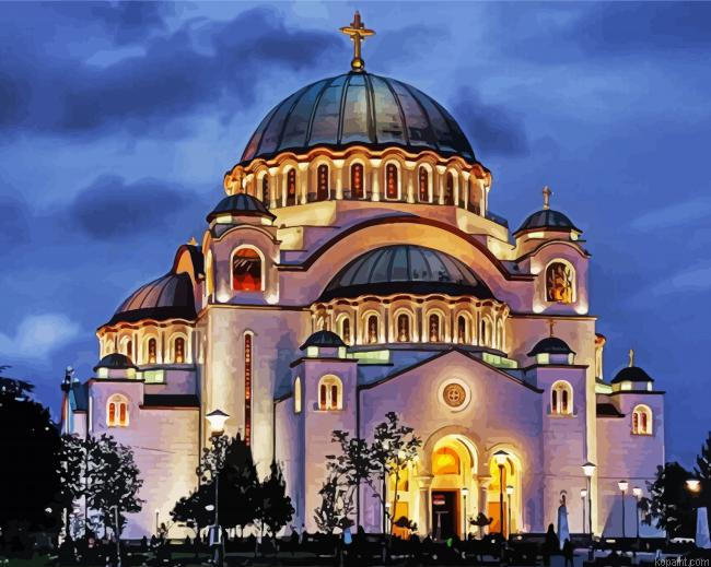 Serbia Temple Of Saint Sava Painting By Numberss.png