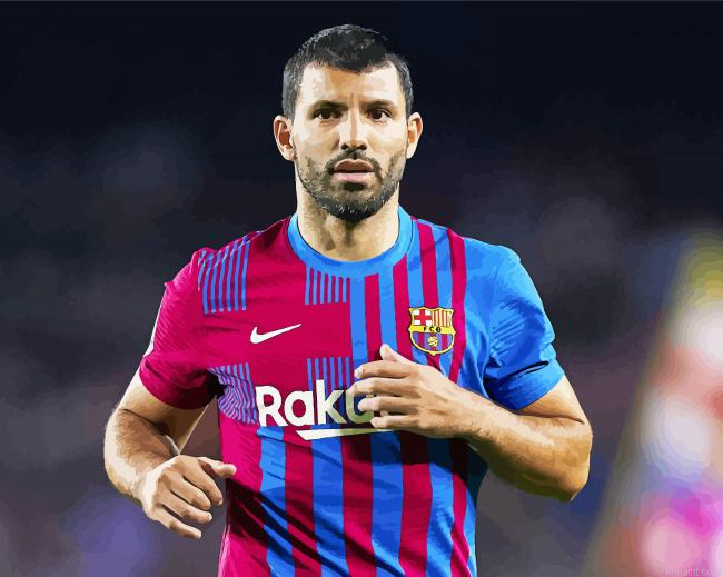 Sergio Aguero Football Player Sport Painting By Numberss.png