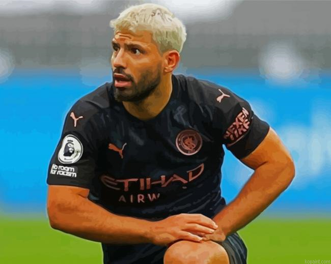 Sergio Aguero With Manchester City Painting By Numberss.png