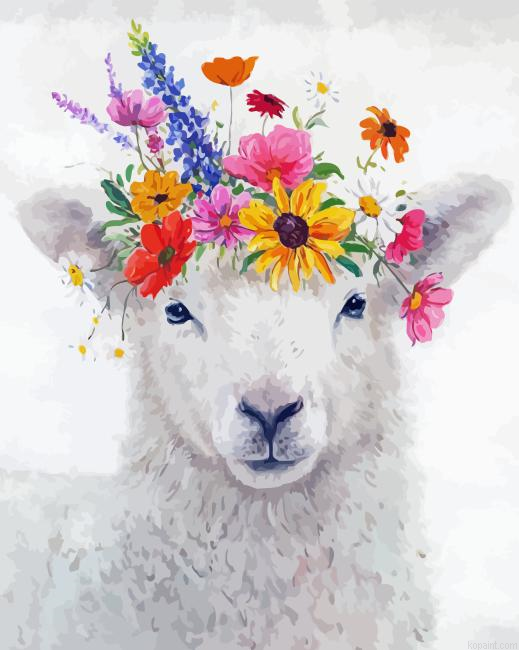 Sheep And Flowers Painting By Numberss.png