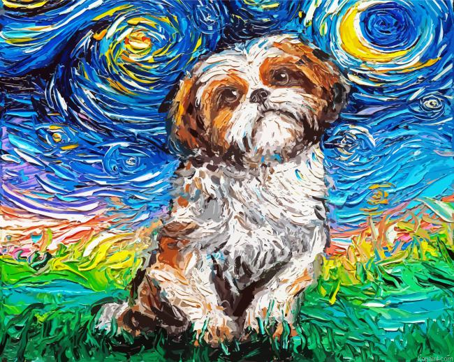 Shih Tzu During Starry Night Painting By Numberss.png