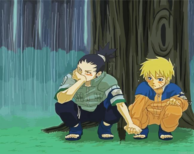 Shikamaru And Little Naruto Painting By Numberss.png