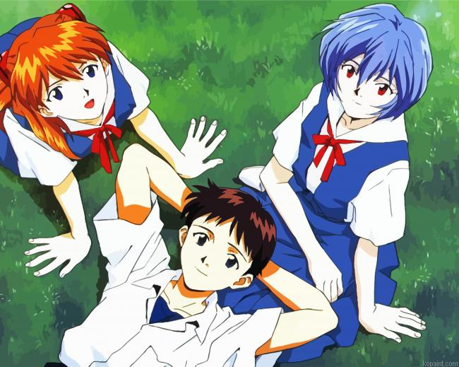 Shinji With Asuka And Rei Paint By Numbers.png