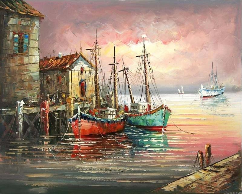 Shipside Wall Art Picture Hand Painted Oil Painting Diy Painting By Numberss.png