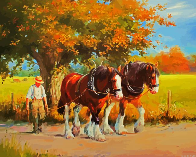 Shire Horses Paint by Numbers