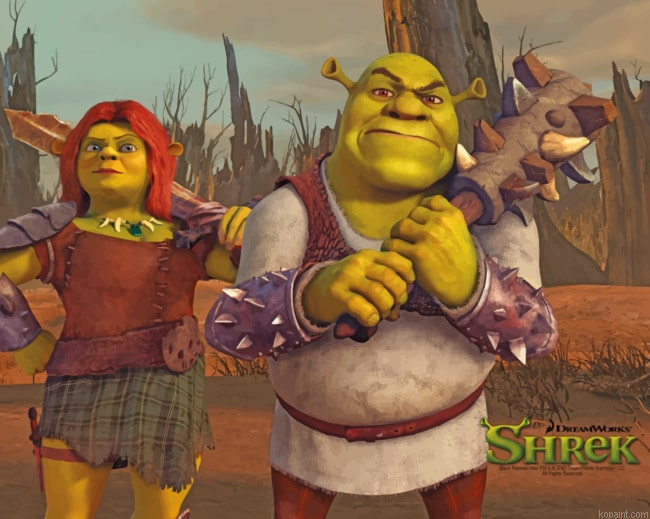 Shrek And Fiona Poster Painting By Numberss.png