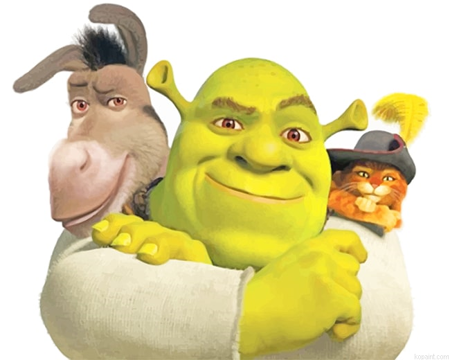 Shrek Donkey And Puss In Boots New Painting By Numberss.png
