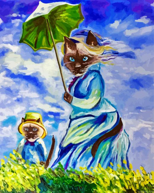 Siamise Cats By Claude Monet Paint By Numbers