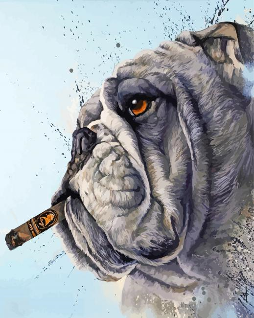 Side Profile Dog With Cigar Painting By Numberss.png