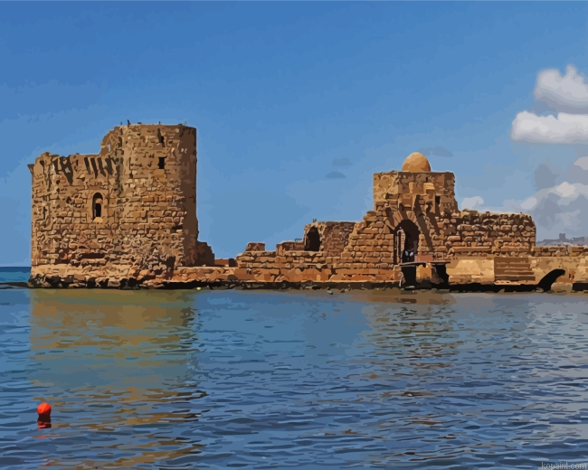Sidon Sea Castle Lebanon Painting By Numberss.png