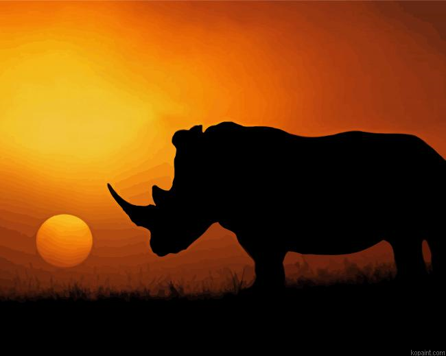 Silhouette Rhino Paint By Numbers
