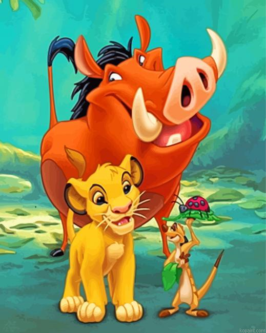 Simba Timon And Pumbaa Lion King Painting By Numberss.png