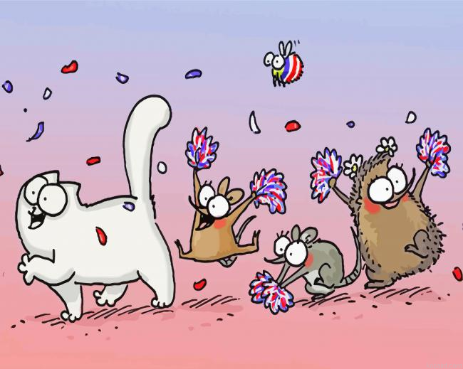 Simons Cat Characters Party Painting By Numberss.png