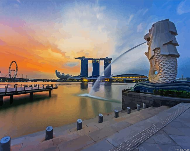 Singapore Merlion Park Painting By Numberss.png