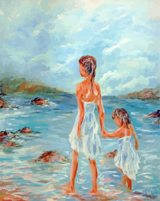 Sisters On Beach Painting By Numberss.png