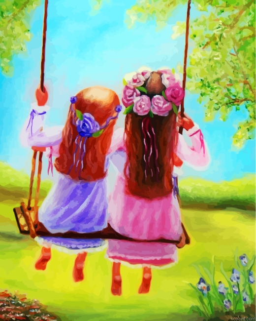 Sisters On Swing Painting By Numberss.png