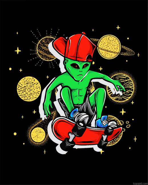 Skater Alien Painting By Numberss.png