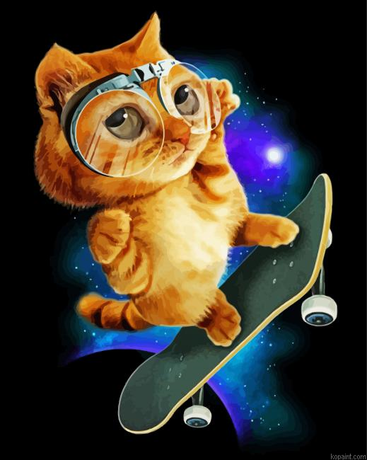 Skater Cat Painting By Numberss.png