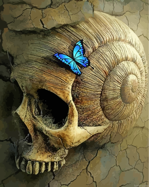 Skeleton And Blue Butterfly Painting By Numberss.png