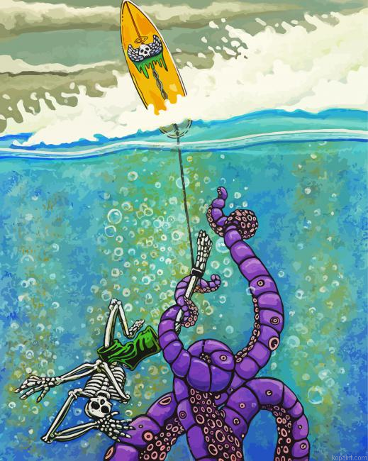 Skeleton Surfer Art Painting By Numberss.png