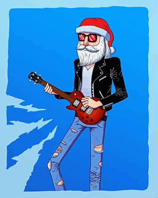 Skinny Santa Playing On Electric Ukulele Paint By Numbers.png