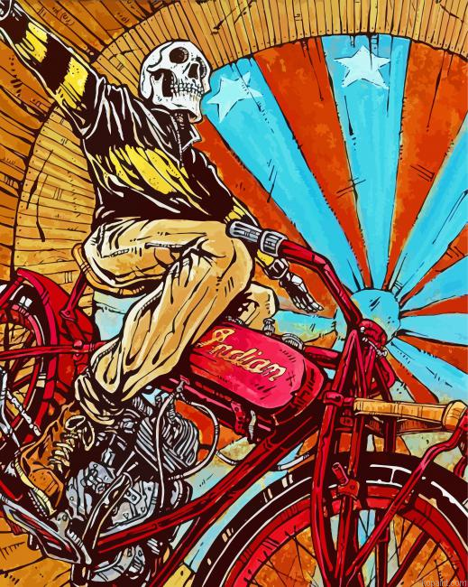 Skull On Motorcycle Painting By Numberss.png
