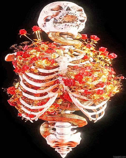 Skull With Flowers New Painting By Numberss.png