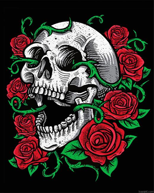 Skulls And Roses Art Painting By Numberss.png