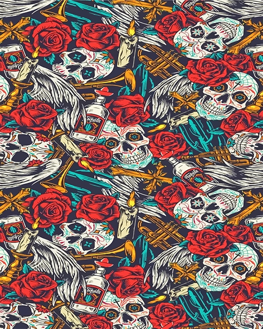 Skulls Red Flowers New Painting By Numberss.png