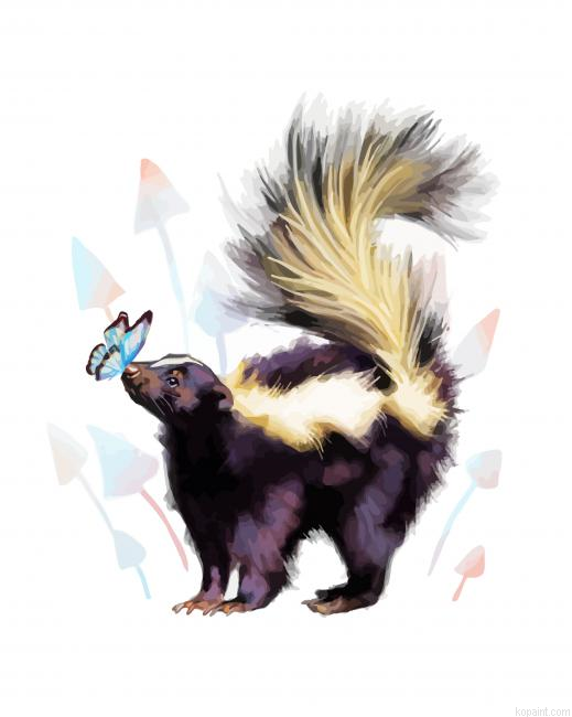Skunk And Butterfly Painting By Numberss.png
