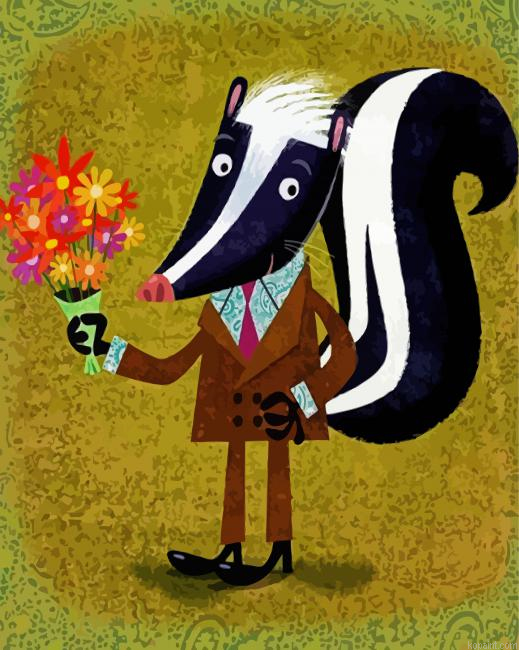 Skunk Holding Flowers Painting By Numberss.png