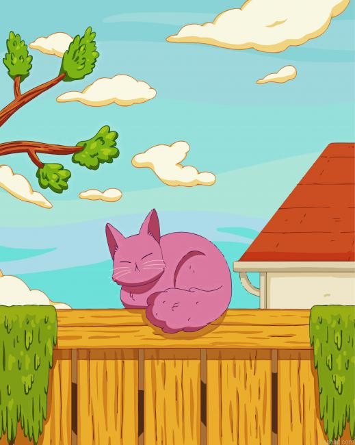 Sleeping Cute Purple Cat Painting By Numberss.png