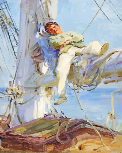 Sleeping Sailor Henry Scott Tuke Painting By Numberss.png