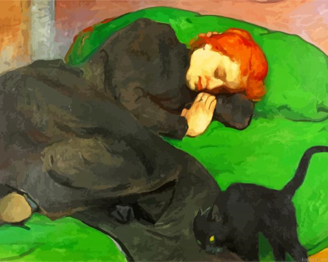 Sleeping Woman On Bed Painting By Numberss.png