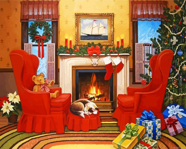 Sleepy Cat Besides Fireplace Paint By Numbers.png