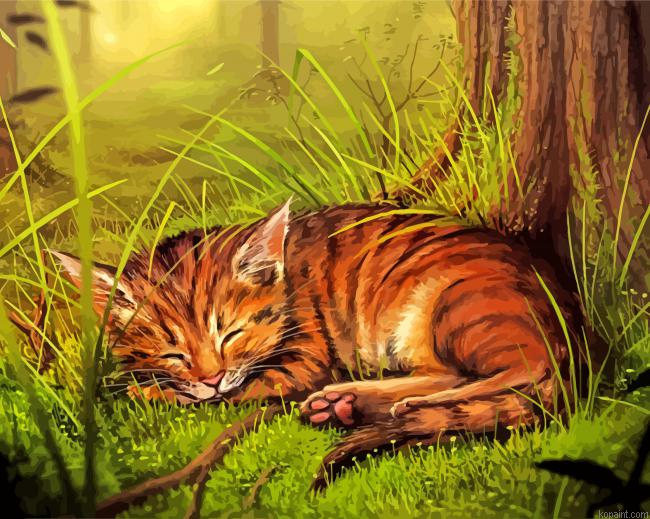 Sleepy Wild Cat Painting By Numberss.png